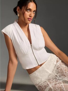 NWT Maeve Sleeveless Zip-Front Fitted Top Small